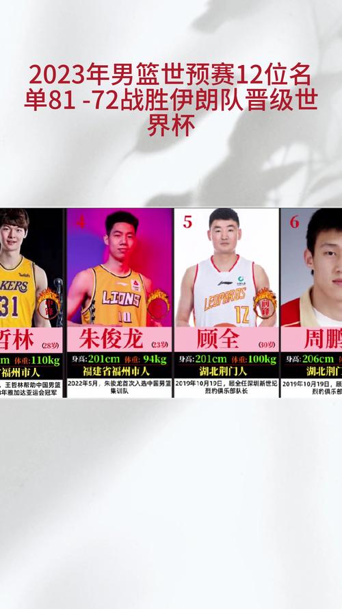 中国男篮世预赛12人大名单